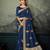 Dark blue embroidered poly silk saree with blouse