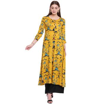 Yellow printed rayon kurtas 1