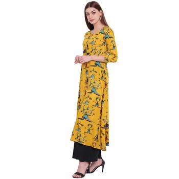 Yellow printed rayon kurtas 3
