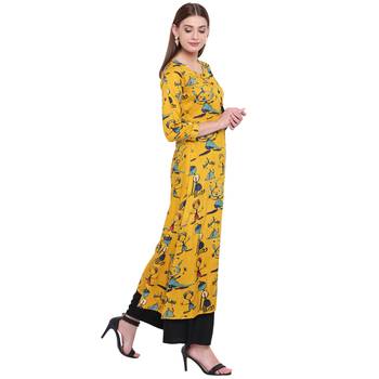 Yellow printed rayon kurtas 4