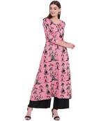 Pink printed rayon kurta