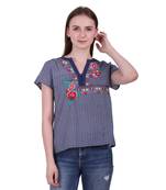 Blue Printed Cotton Top