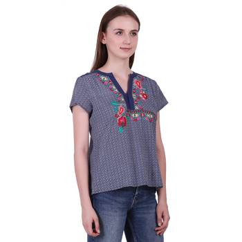 Blue Printed Cotton Top 2