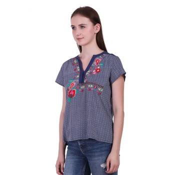 Blue Printed Cotton Top 3