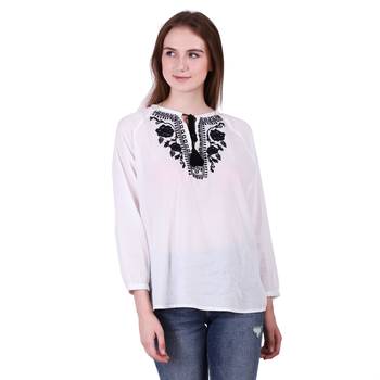 White Embroidered Cotton Top 1