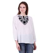 White Embroidered Cotton Top