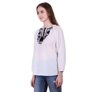 White Embroidered Cotton Top 2