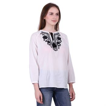 White Embroidered Cotton Top 3