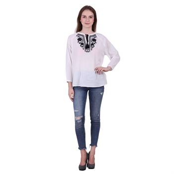White Embroidered Cotton Top 5