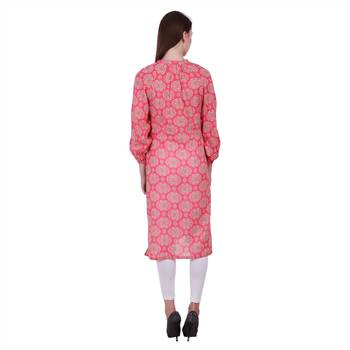 Pink Printed Cotton Ethnic Kurti 2
