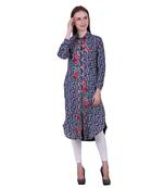 Blue Printed Cotton Ethnic Kurti