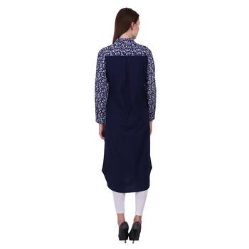 Blue Printed Cotton Ethnic Kurti 2