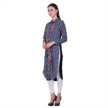 Blue Printed Cotton Ethnic Kurti 3