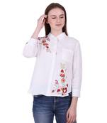 White Embroidered Rayon Cotton Top 