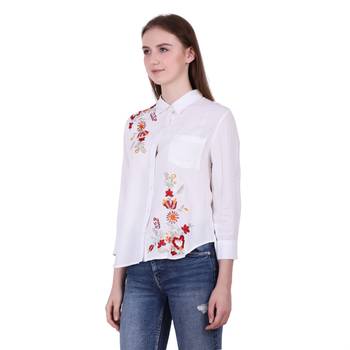 White Embroidered Rayon Cotton Top  2