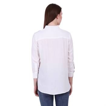 White Embroidered Rayon Cotton Top  4