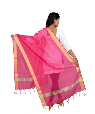 magenta Chanderi Dupatta With Zari Border 3