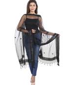 Black Self Designz Tissue Dupatta with Mirror Work