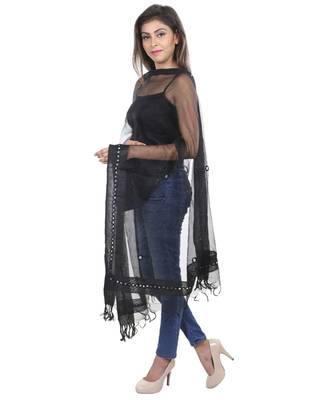 Black Self Designz Tissue Dupatta with Mirror Work 2