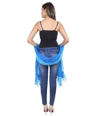 turquoise Self Designz Tissue Dupatta with Mirror Work 3