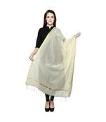 cream Cotton Chandei Dupatta With Zari Border