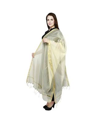 cream Cotton Chandei Dupatta With Zari Border 2