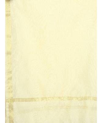 cream Cotton Chandei Dupatta With Zari Border 3