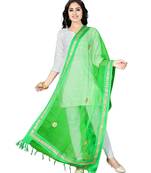 Green  Self Designz Tissue Dupatta with Gota Patti Work