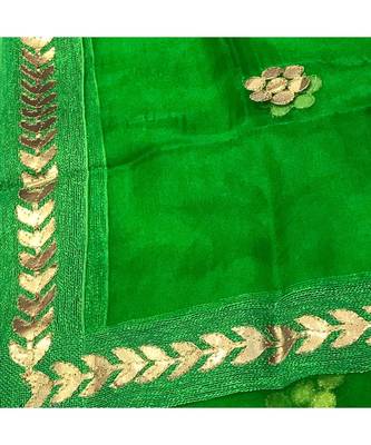 Green  Self Designz Tissue Dupatta with Gota Patti Work 3