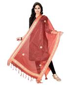 Peach  Self Designz Tissue Dupatta with Gota Patti Work