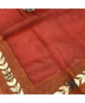 Peach  Self Designz Tissue Dupatta with Gota Patti Work 3