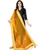 mustard  Self Designz Tissue Dupatta with Gota Patti Work