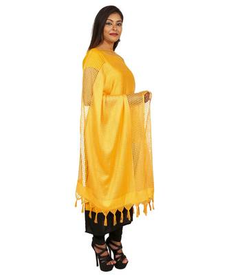 Yellow Self Designz Silk Dupatta 2