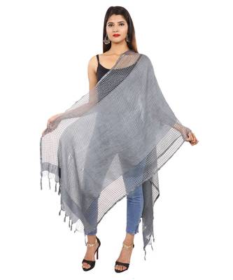 Grey  Self Designz Silk Dupatta 1