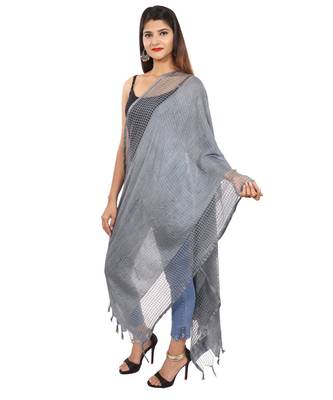 Grey  Self Designz Silk Dupatta 3