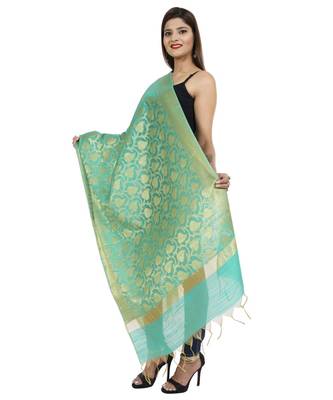 turquoise Banarasi Silk Booti & Jaal Dupatta 2
