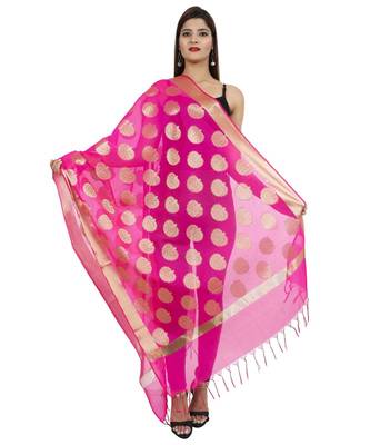 magenta Banarasi Silk Booti & Jaal Dupatta 1