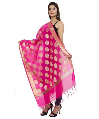 magenta Banarasi Silk Booti & Jaal Dupatta 2