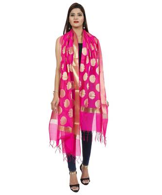 magenta Banarasi Silk Booti & Jaal Dupatta 3