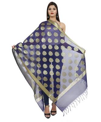 blue Banarasi Silk Booti & Jaal Dupatta 1