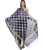 blue Banarasi Silk Booti & Jaal Dupatta
