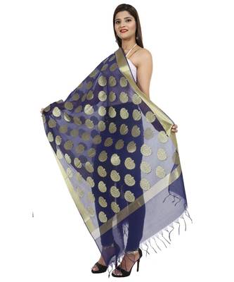 blue Banarasi Silk Booti & Jaal Dupatta 2