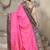 Pink plain paper cotton saree with blouse