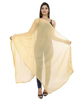 beige Chiffon Moti Work Dupatta 1