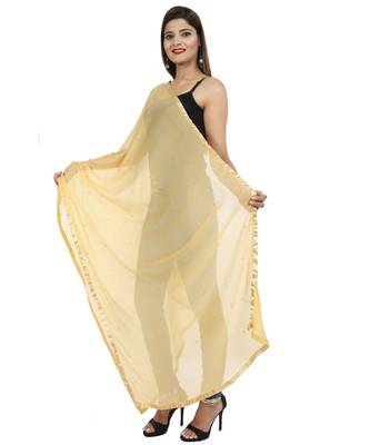 beige Chiffon Moti Work Dupatta 2