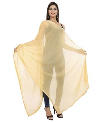 beige Chiffon Moti Work Dupatta 3