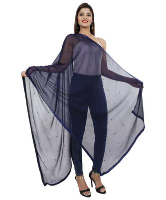 blue Chiffon Moti Work Dupatta 1