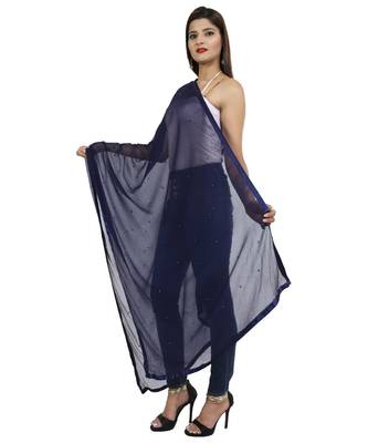 blue Chiffon Moti Work Dupatta 2