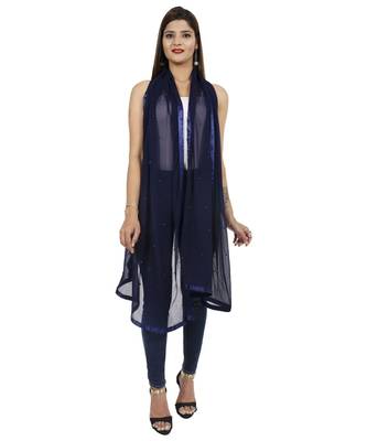 blue Chiffon Moti Work Dupatta 3