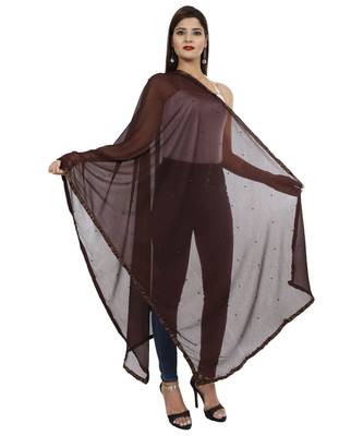 brown Chiffon Moti Work Dupatta 1